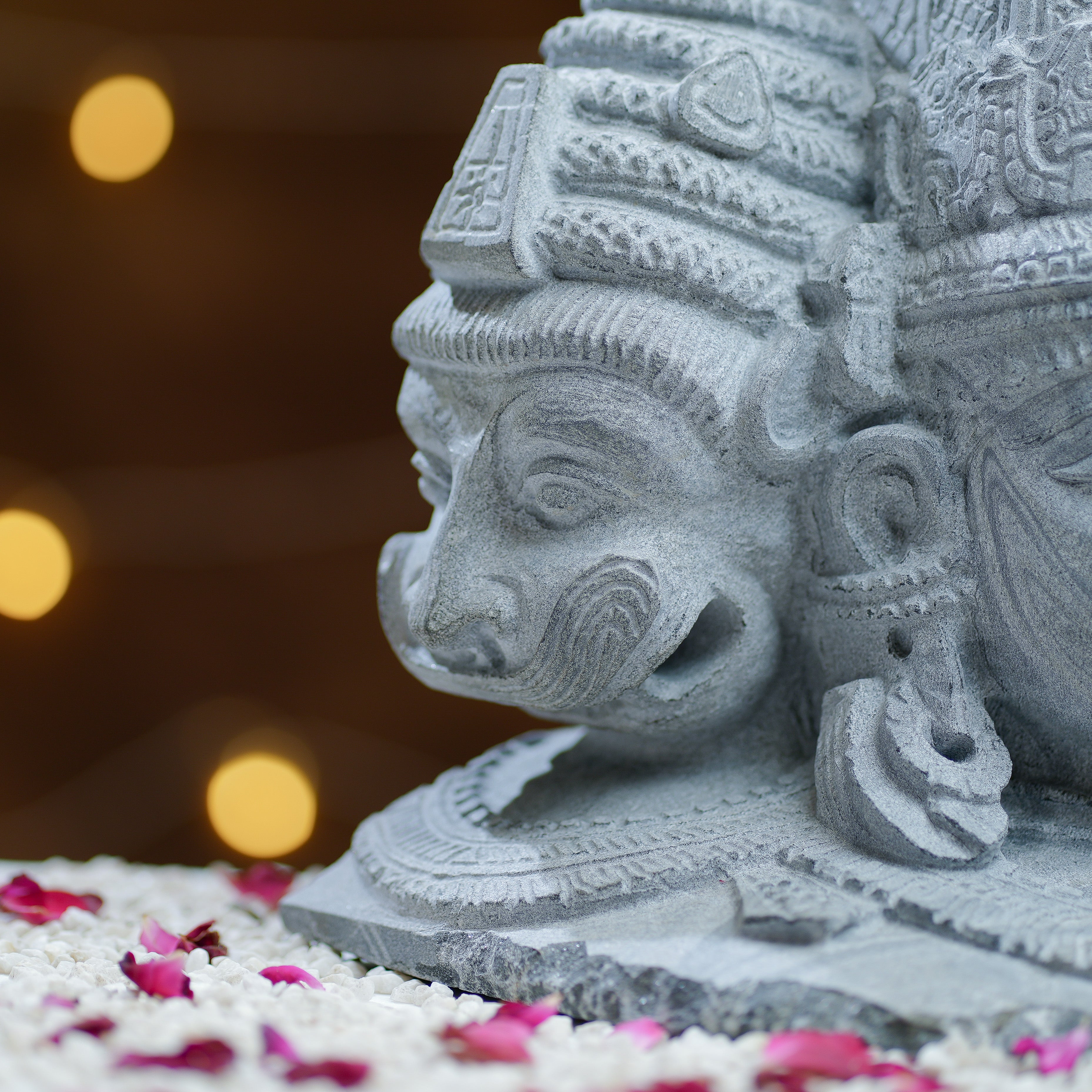 Vaikuntha Chaturmurti Sculpture  HandCarved Stone Idol of Vishnu's Four Forms