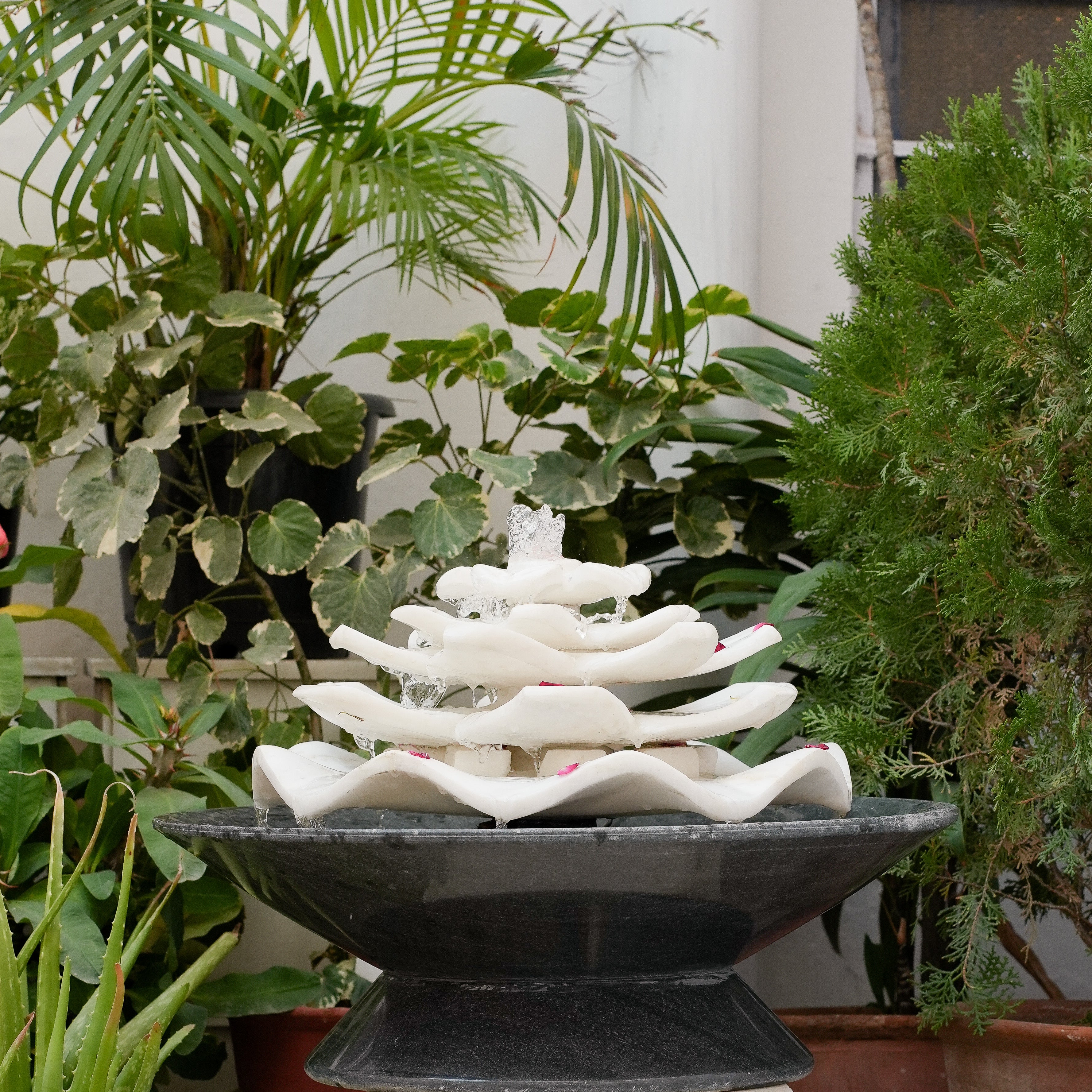 Marble 5-Tier Lotus Fountain