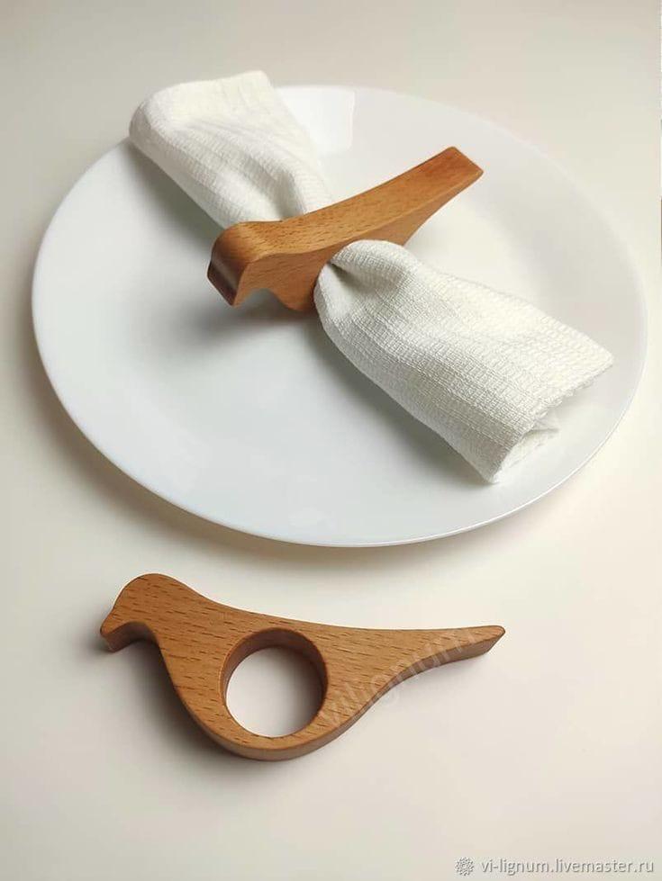 Handcrafted BirdShaped Wooden Napkin Holder Ring  Minimal & Elegant